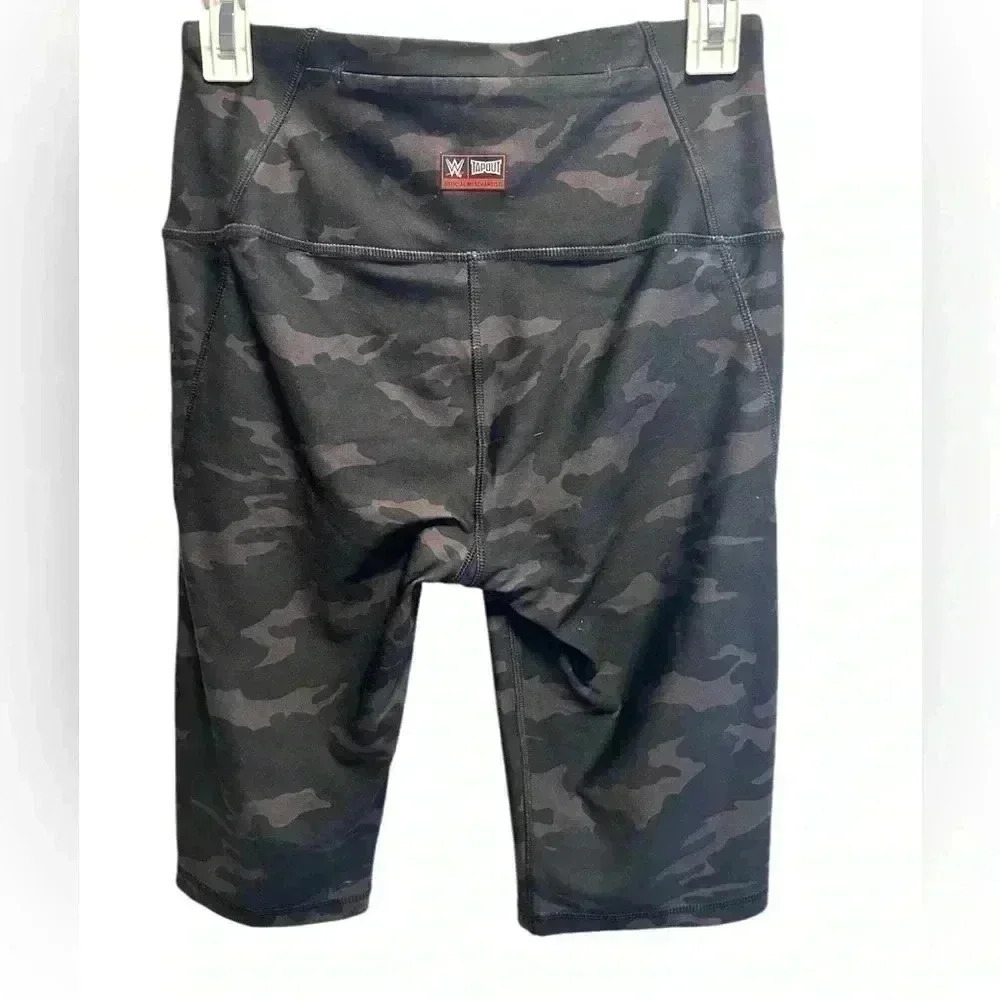NWOT TAPOUT BLACK GRAY CAMOUFLAGE BIKER SHORT LEGGINGS - Picture 2 of 3